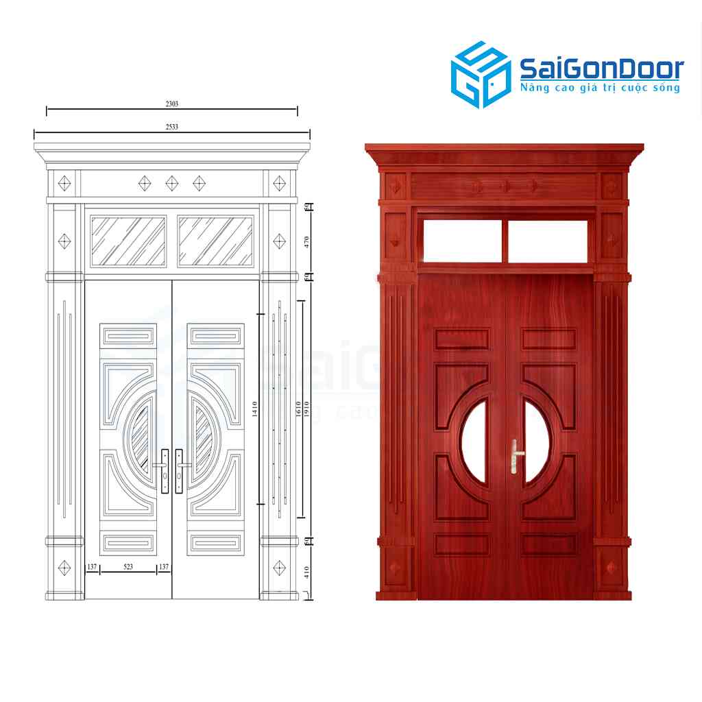 Mẫu cửa thép vân gỗ SaiGonDoor